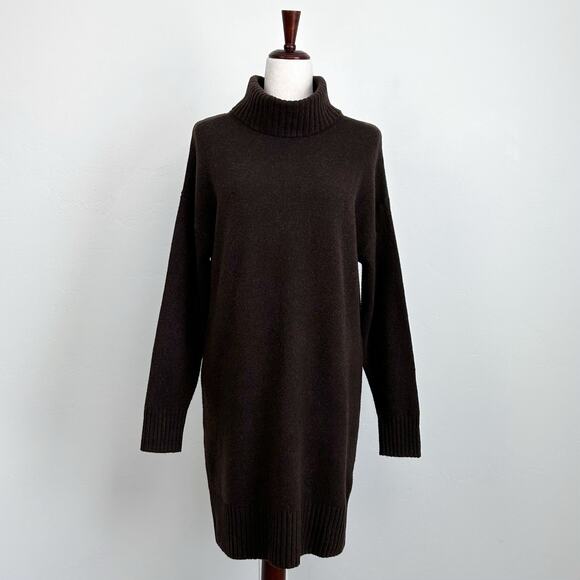 Gap Turtleneck Chocolate Brown Knit Mini Sweater Dress - Picture 1 of 8
